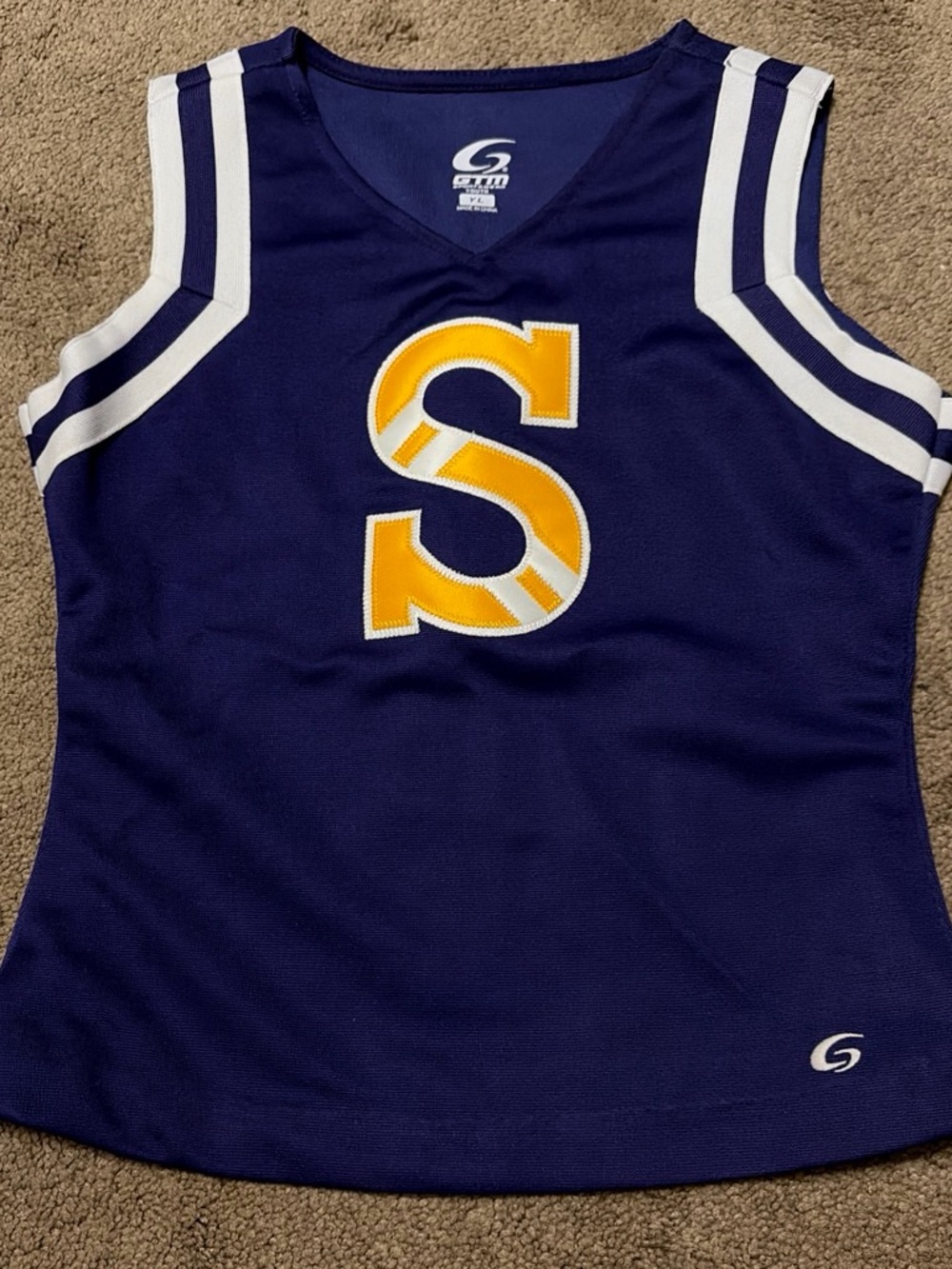 Gameday Navy Cheer Tank with Yellow 'S' Applique